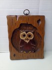 Vintage Carved Wood Owl Plaque Picture Wall Hanging Rustic Decor