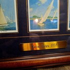 6 Vintage 1938 Racing Yachts Sailboat Cigarette Tobacco Cards Framed Vintage 