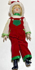 Vintage 9    Bisque Face Christmas Small Boy Doll In Red Outfit