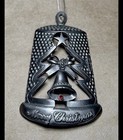 Vintage Nicholas Gish Pewter  Thimble Merry Christmas Ornament 3 - Signed - Rare