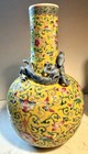 Pair Of Chinese Yellow-ground Porcelain Vases In The Famille Rose Style 
