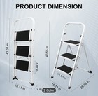 New-3 Step Ladder For Adults Folding Step Stool   500lbs   White