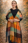 Cozy Multicolor Plaid Blanket Scarf     Soft Oversized Fall Versatile Shawl Wrap