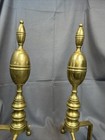 Andirons Fireplace Solid Brass  Cast Iron  Pair  H 18  Antique