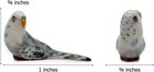 1  White Gray  Budgerigar Bird Miniature Ceramic Animal Figurine Replica