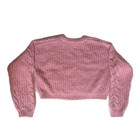 Zara Girls Cable Knit Sweater Cropped Pink Size 13-14 Fuzzy Crew Neck