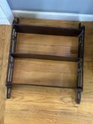 Vintage Mission Style 3 Tier Wall Shelf Dark Wood Gothic Fretwork