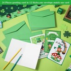 Zonon 24 Pieces St Patrick s Day Card With Envelope Green Shamrock Irish St Patr