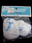 Vintage Doll Shoes 3  White W Blue Soft Shoes The Original Doll Baby Fibre Craft