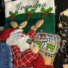 Completed Bucilla 18  Christmas Stocking Felt Applique Sideline Santa Football