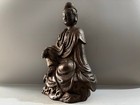 Chinese Natural Eaglewood Hand-carved Exquisite Guanyin Statue Ornament 1487