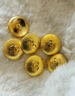Stamped Lot Of 6 Designer Gold Button Metal 15mm