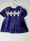 Vintage Infants Dress 12 Months Purple Velvet Lace Yolk Cottagecore
