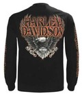 Harley-davidson Men s Eagle Piston Long Sleeve Crew Shirt  Black 30299947