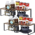 Set Of 4 Counter Shelves Kitchen Stackable Cabinet Shelf Organizer Expandable