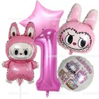 Cartoon Labubu Monster Balloons Set Pop Marts Number 1-10 Birthday Aluminum Film