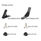 6 Pcs 2020 Aluminum Extrusion Angle Bracket 3x 60deg 3x 120deg Black Joint