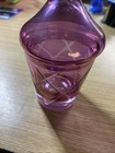 Vtg Etched Glass Vanity Bathroom Dresser Jar With Lid Pink Purple 6 5 