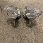Women   s Tevolio High Heels Silver Sparkle Open Toe Ankle Strap Shoes Size 5 5