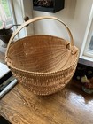 Vintage Hand-splint  White Oak Primitive   Buttocks Egg Gathering Basket