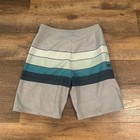 O neill Men s Hyperfreak Board Shorts Swim Trunks Gray Teal Stripe Size 27 Flaws