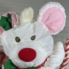 Vintage Puffalumps White Christmas Mouse Plush W candy Cane Fisher Price 1987