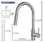 Hotis Kitchen Sink Faucet Brushed Nickel With Pull Down Sprayer  Single Hole    
