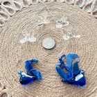 Vintage Blown Glass Blue Clear Bird Ornaments Miniature Set Of 6
