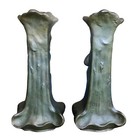 Pair Of 19th Century Art Nouveau Sculptured Bronzed Spelter Vases