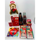 Vintage Coca-cola Collectibles Lot Vending Machine Tin Clock Playing Cards Plush