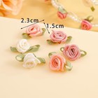 100 Pcs 15mm Multicoloured Mini Rose Flowers Satin Ribbon Bows Appliques Diy    