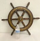 Antique 19th C  Ships Wheel Double Sided Mahogany And Brass