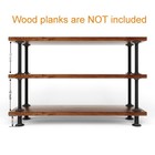 Muzik 3-tier Industrial Pipe Table Leg Set  Iron Base Legs Rustic Black 