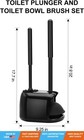 Heavy Duty Toilet Plunger And Brush Set With Hidden Storage Caddy - Black