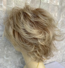 Short Fluffy Wavy Rooted Blonde Mix Synthetic Hair Wigs Women Soft Natural