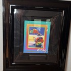Peter Max Signed Framed Original Mixed Media Umbrella Man On Blends 2006