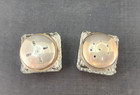 Silver Plated And Pressed Glass Mini Salt   Pepper Shakers Vtg
