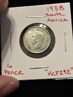 1938 South Africa 6 Pence Circulated Kcf292 Silver Six Pence