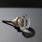 Antique Manganese Clear Glass 8 Point Door Knob Brass Neck Uv Glow No Chips