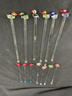 Lot Of 13 Vintage Glass Drink Stirrers swizzle Sticks - Multiple Animals   Fruit