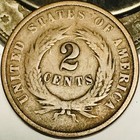 1864 Two Cent Piece 2c Civil War Date Large Motto Us Copper Coin Cc31941