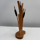 Vtg Mid Century Modern Teak Wood Sculpture Wooden Cattails Mcm North Country