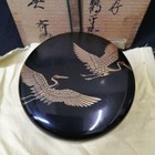 Natsume Tea Caddy Box Gold Makie Lanquerware Shunsai Maehata Japanese Crane Box