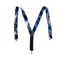Vintage Pelican Usa Button Suspenders Silk Pattern Brass Adjusters Leather Ends