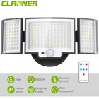 2 Pack 188led Security Light Motion Sensor Outdoor 3 Head  Floodlight Waterproof
