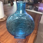 Vintage Clevenger Brothers Blue Glass Bottle Embossed 6 3 4  Laurel Springs Nj