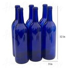 Set Of 6 Cobalt Blue Glass Wine Bottles For Bottle Tree Holder Garden Stake 12 h