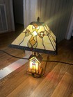 Tiffany Style Lamp Stained Glass Church Table Light Vintage Collectible Rare 