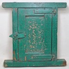 Antique Wooden Wall D  cor Window With Frame Original Old New Painted Green