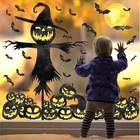 Halloween Large Wall Stickers Pumpkin Moon Bat Wall Decals Window Scarecrow